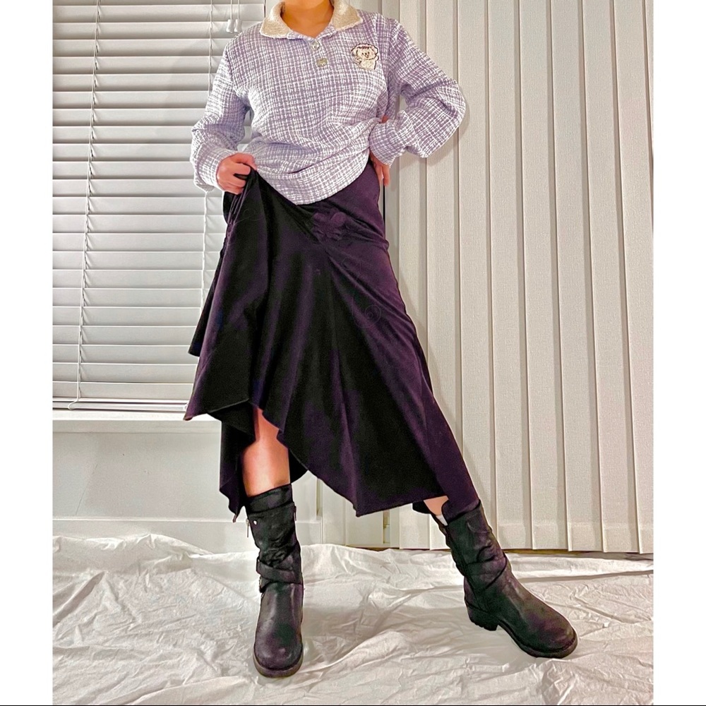 Gorgeous floral dark purple midi skirt